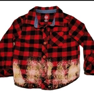 Toddler boys Hand Bleached Red & Black Buffalo Check.‎ 2T Outdoor/Mountaincore